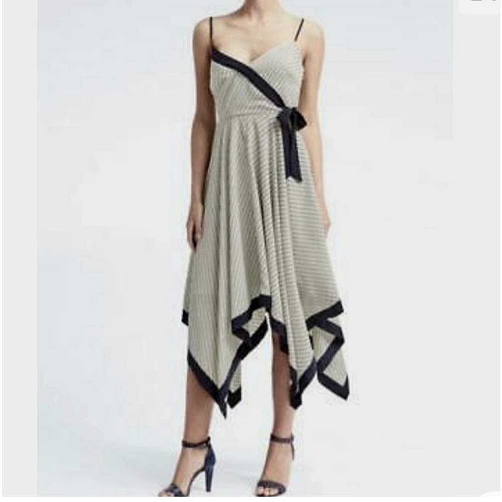 Banana Republic Cream and Black Striped Midi Dress